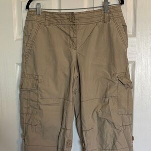 LOFT Marisa women’s tan roll up cargo pants size 8